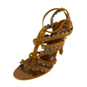 Dior Tan Suede & Leather Eyelet Multistrap Sandals Size US US 7 | EU 37
